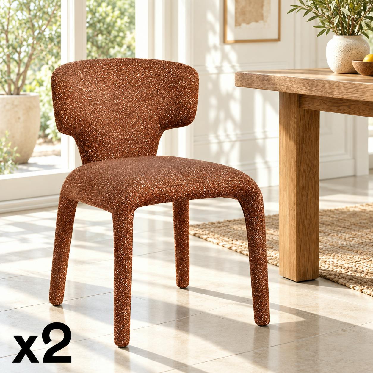 Chaise de salle à manger design terracotta (lot de 2) TULSA