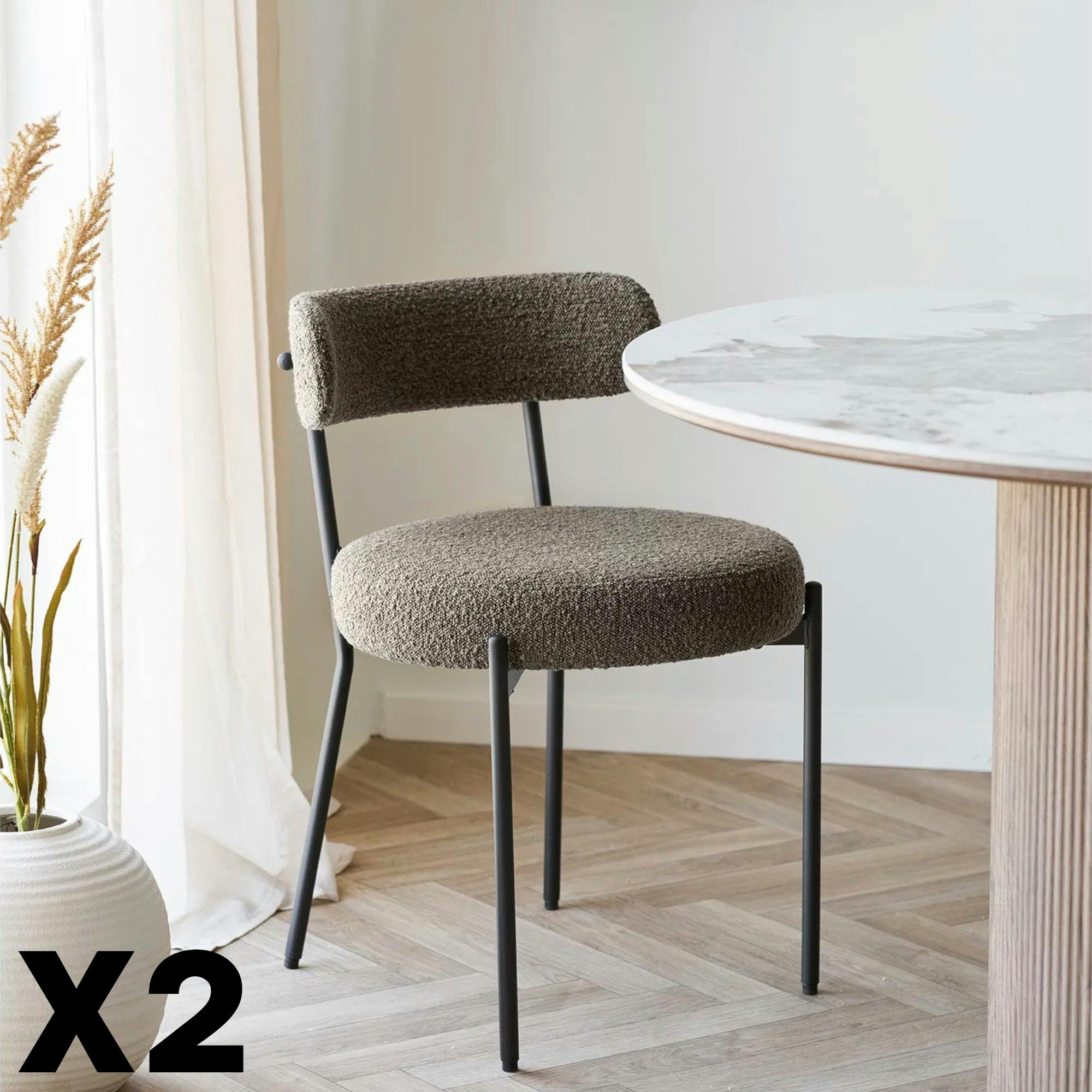 Chaise de salle à manger en bouclette marron (lot de 2) BERLIN