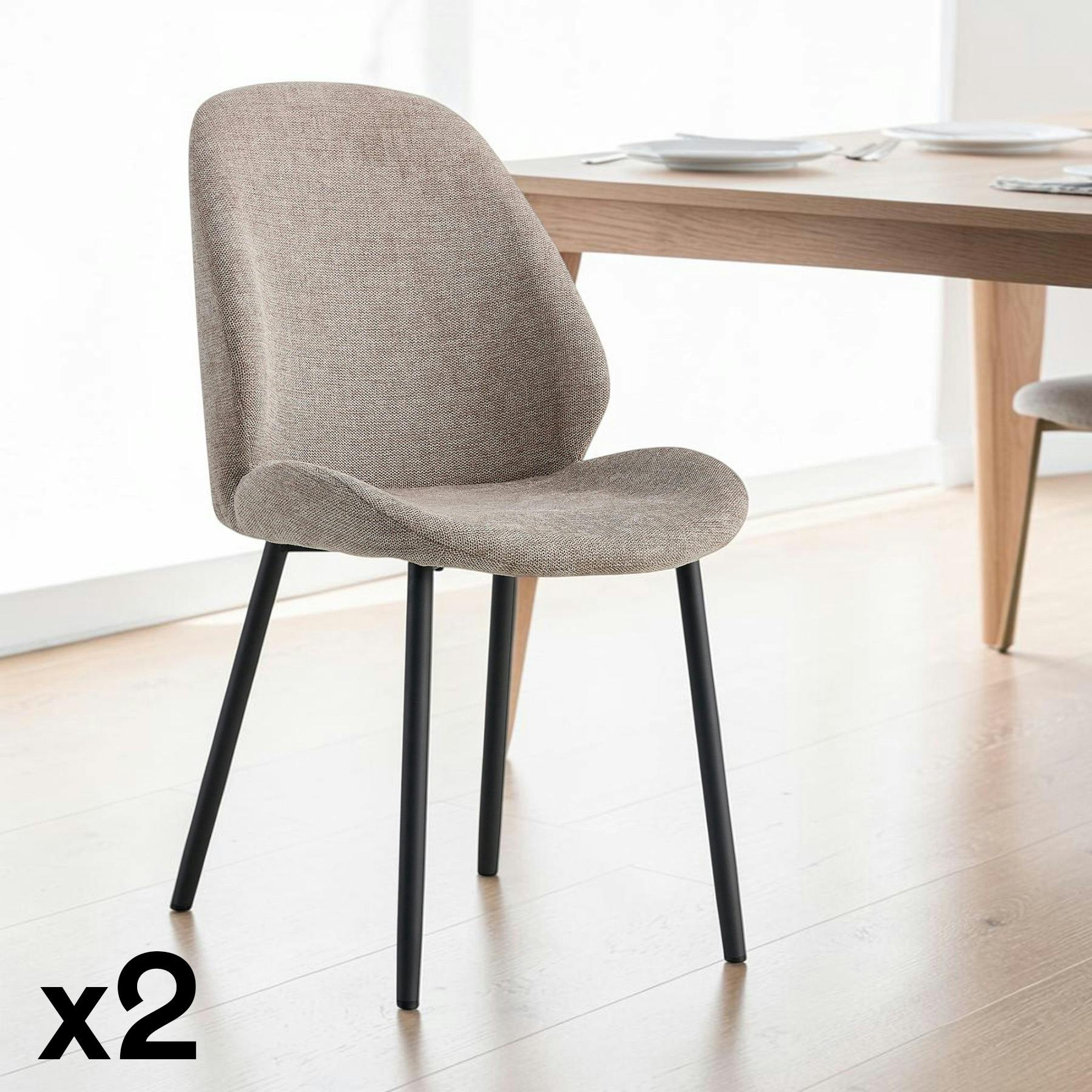 Chaise de salle à manger en tissu gris (lot de 2) BERLIN
