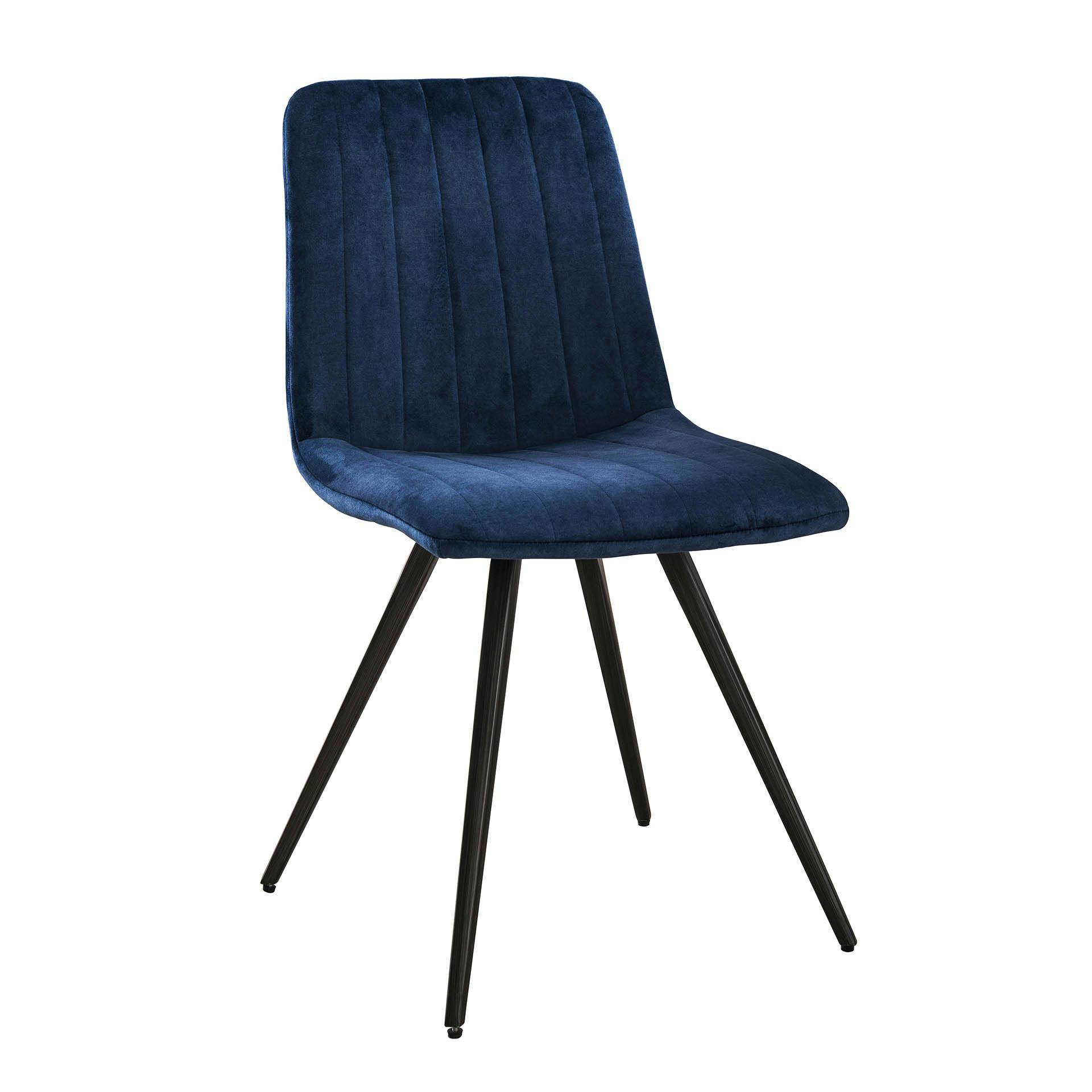 Chaise de salle à manger en velours bleu JAVA (lot de 2)