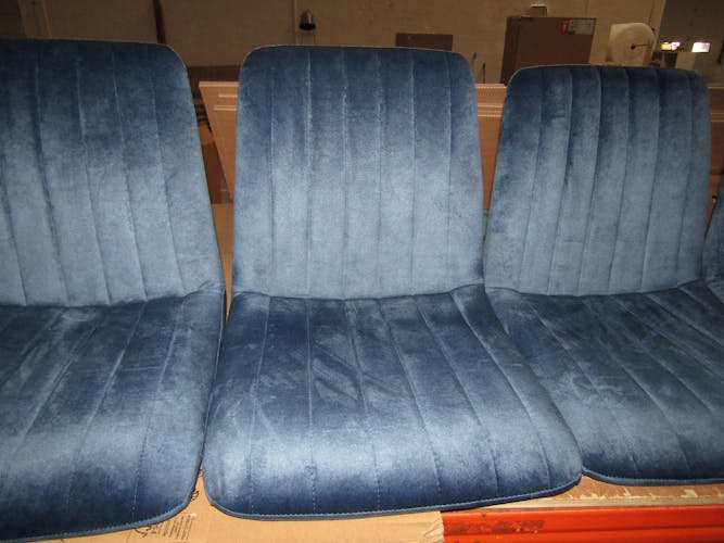 Chaise de salle à manger en velours bleu JAVA (lot de 4)