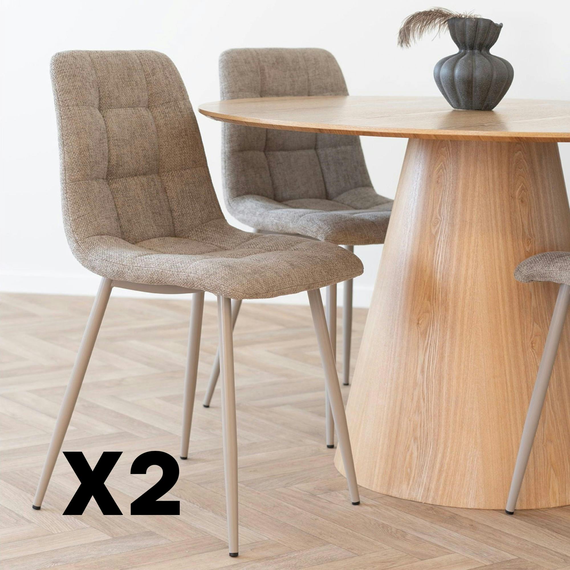 Chaise de salle à manger gris chiné motif damier (lot de 2) TARAZ