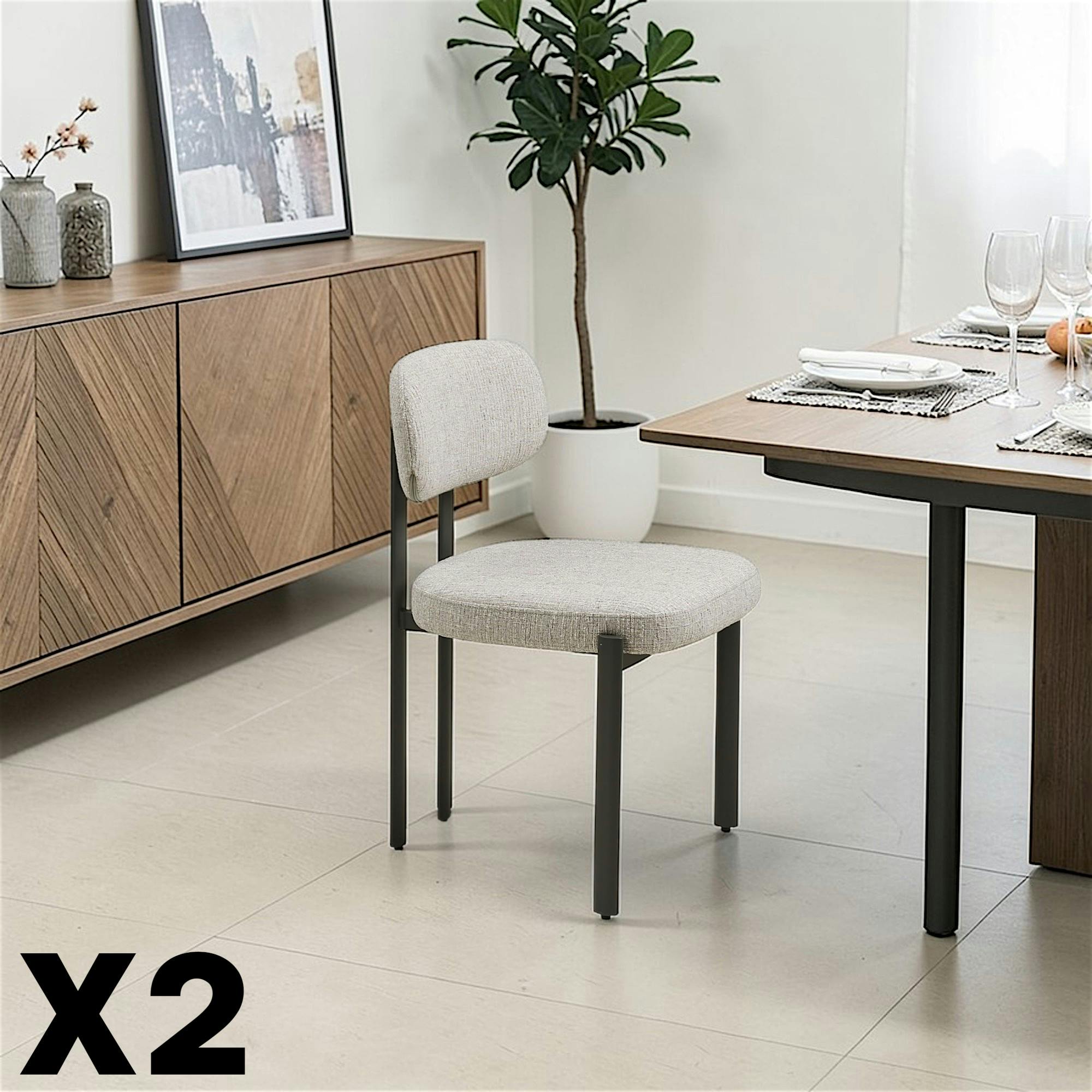 Chaise de salle à manger gris clair à double montant (lot de 2) BERLIN
