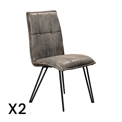 Chaise de salle à manger gris sombre avec pieds épingle (lot de 2) MALMOE