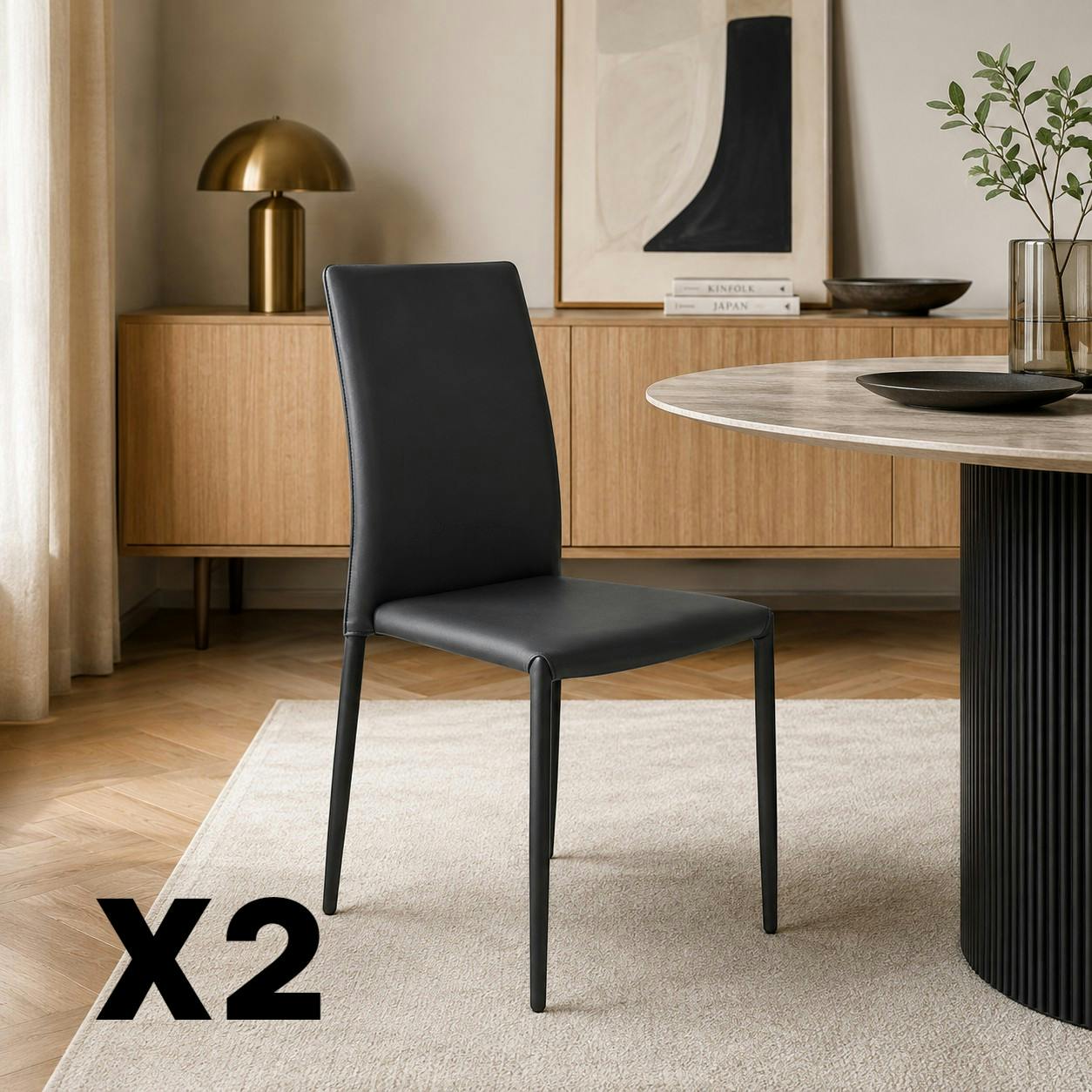 Chaise de salle à manger grise moderne (lot de 2) LORA