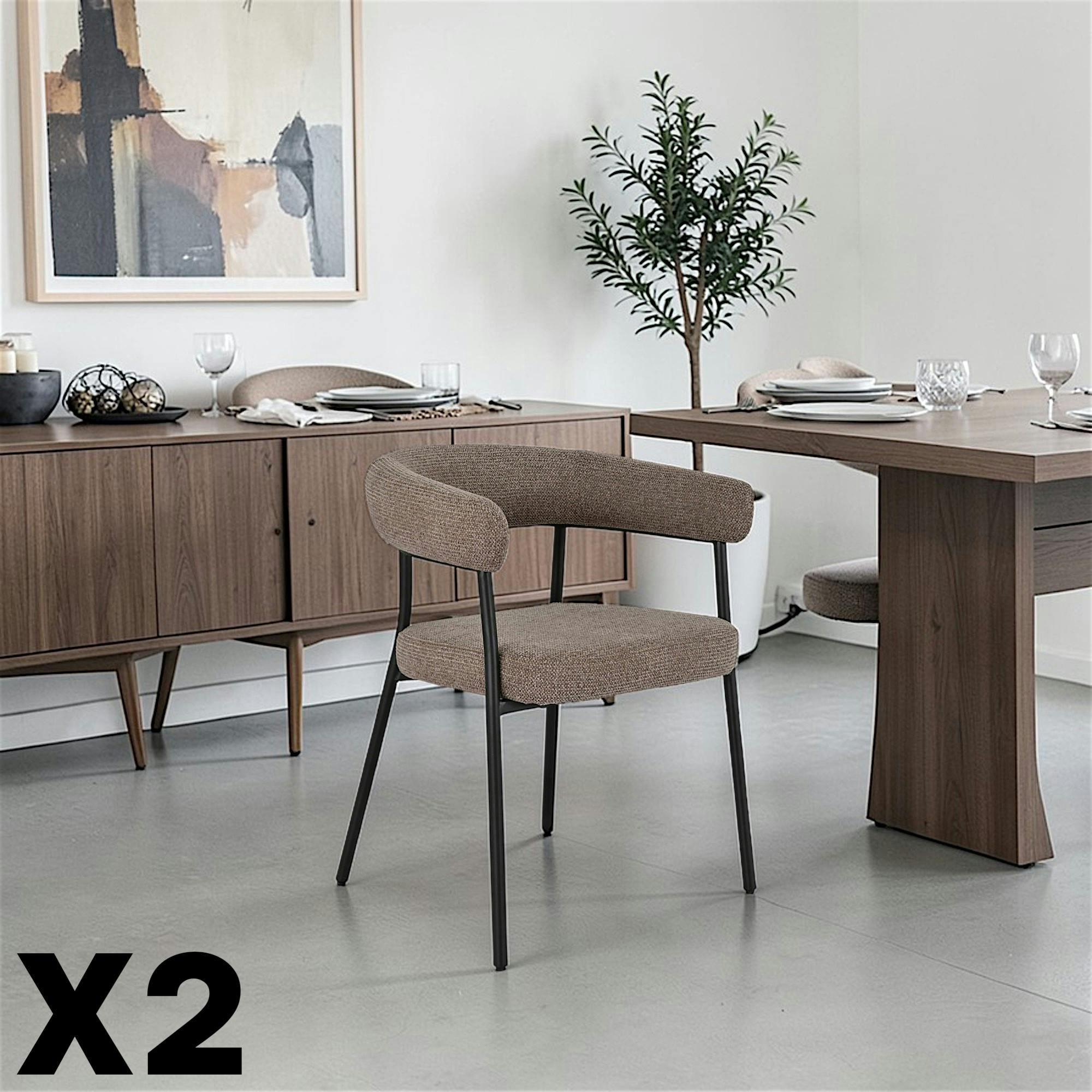 Chaise de salle à manger marron avec dossier bandeau (lot de 2) BERLIN