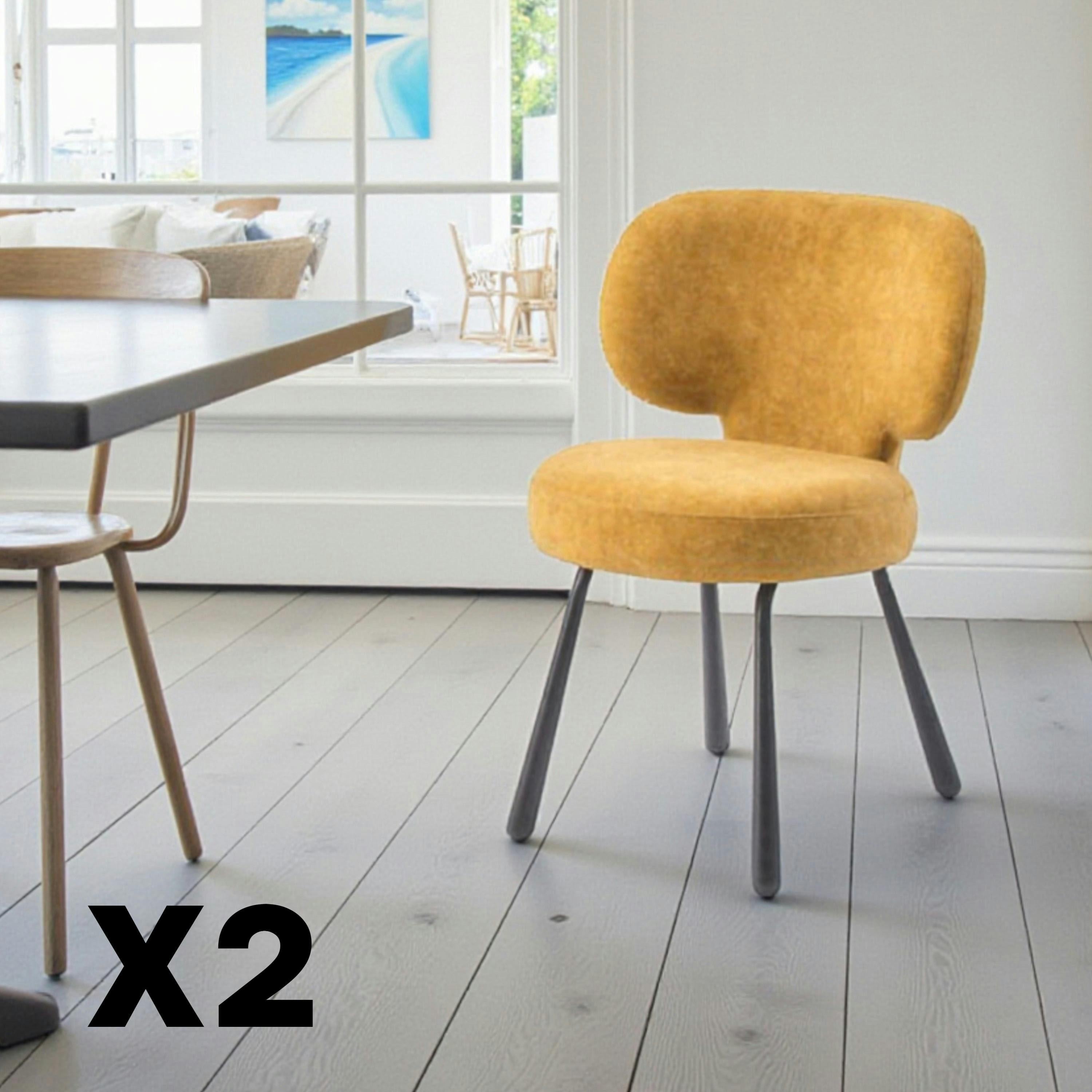 Chaise de salle à manger moutarde, assise ronde (lot de 2) LIGURIE