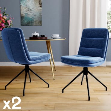  Chaise de salle à manger pivotante en velours bleu (lot de 2) PALERME