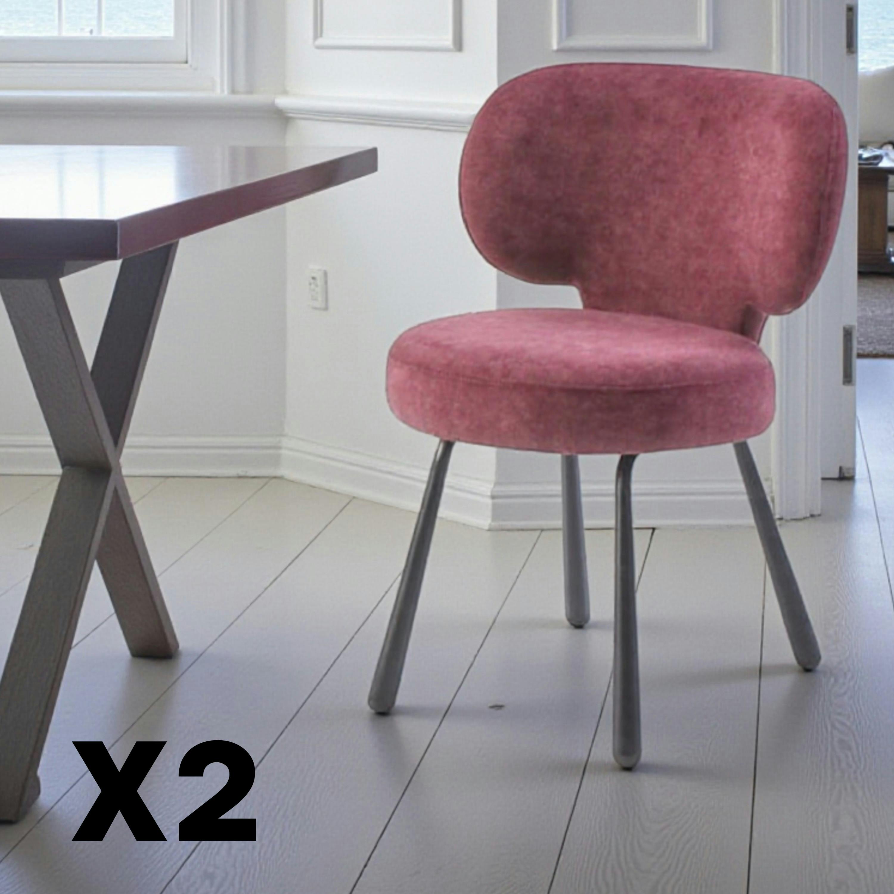 Chaise de salle à manger prune, assise ronde (lot de 2) LIGURIE