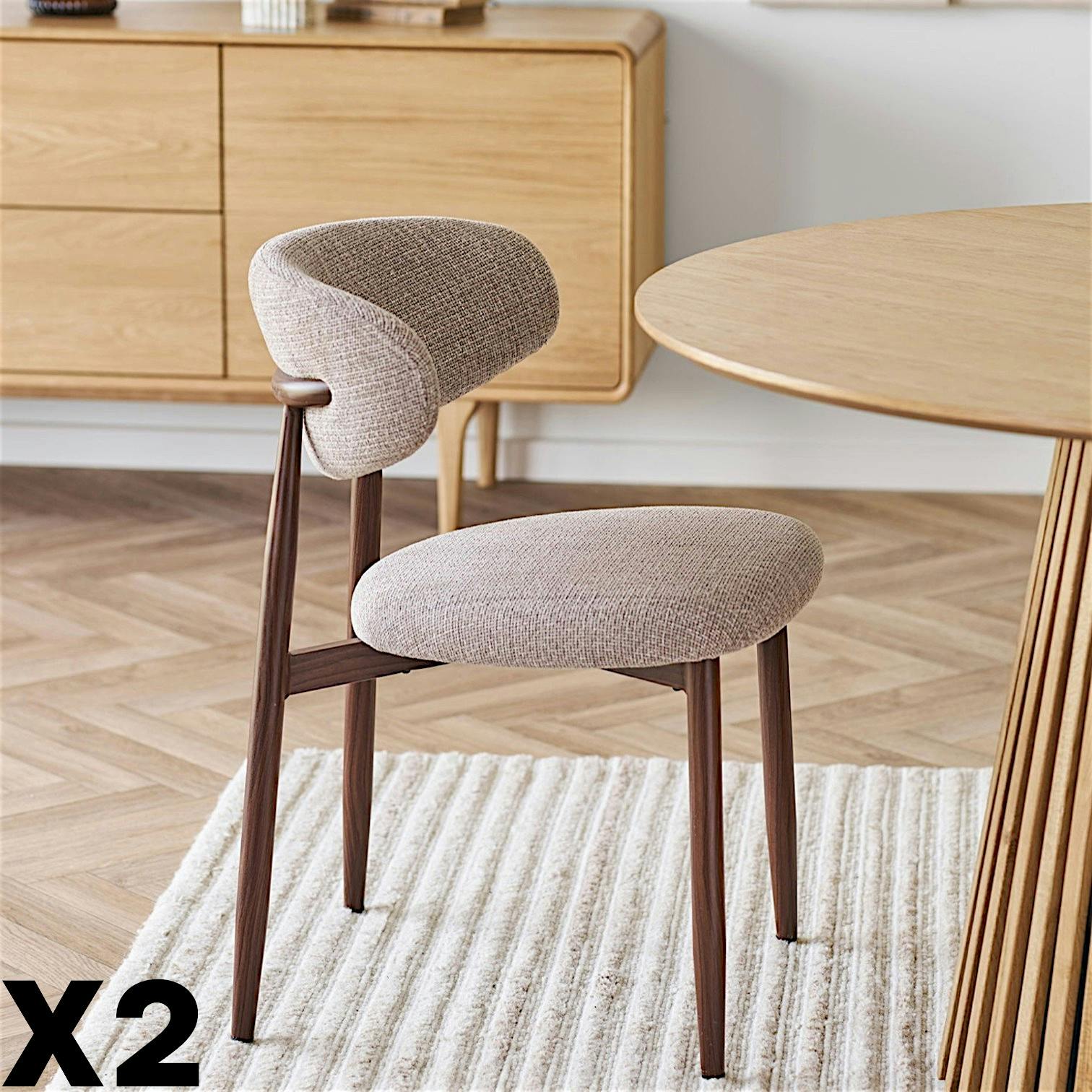 Chaise de salle à manger sable pieds effet bois foncé (lot de 2) AMSTERDAM
