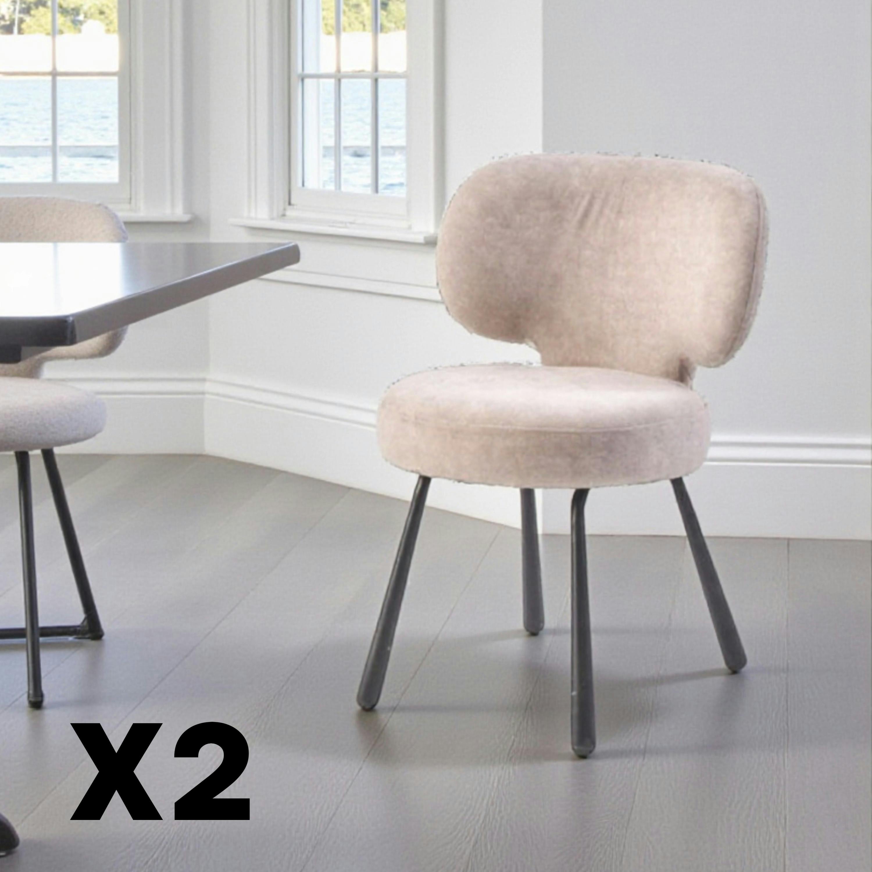 Chaise de salle à manger taupe, assise ronde (lot de 2) LIGURIE