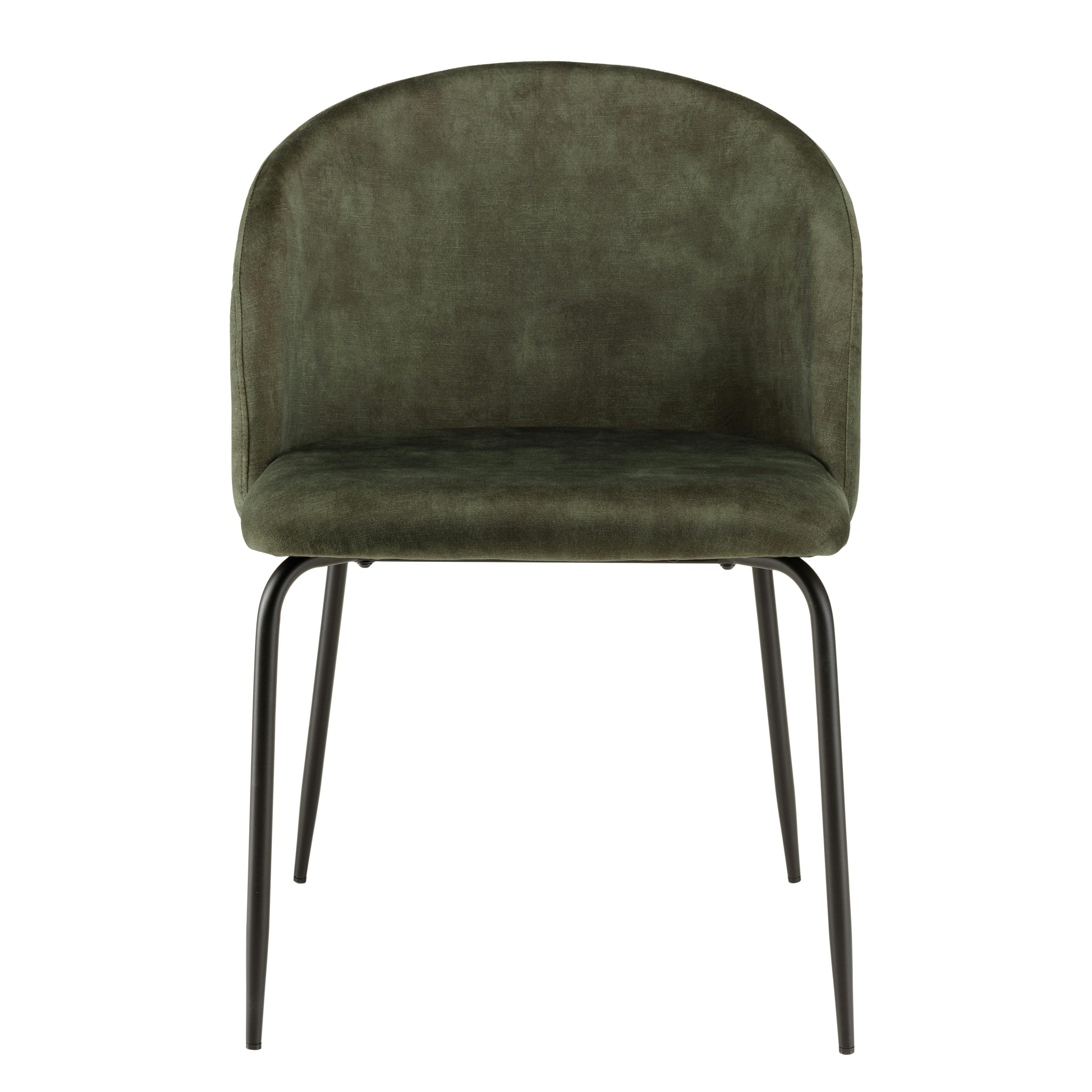 Chaise de salle à manger velours vert dossier rond (lot de 2) TIM