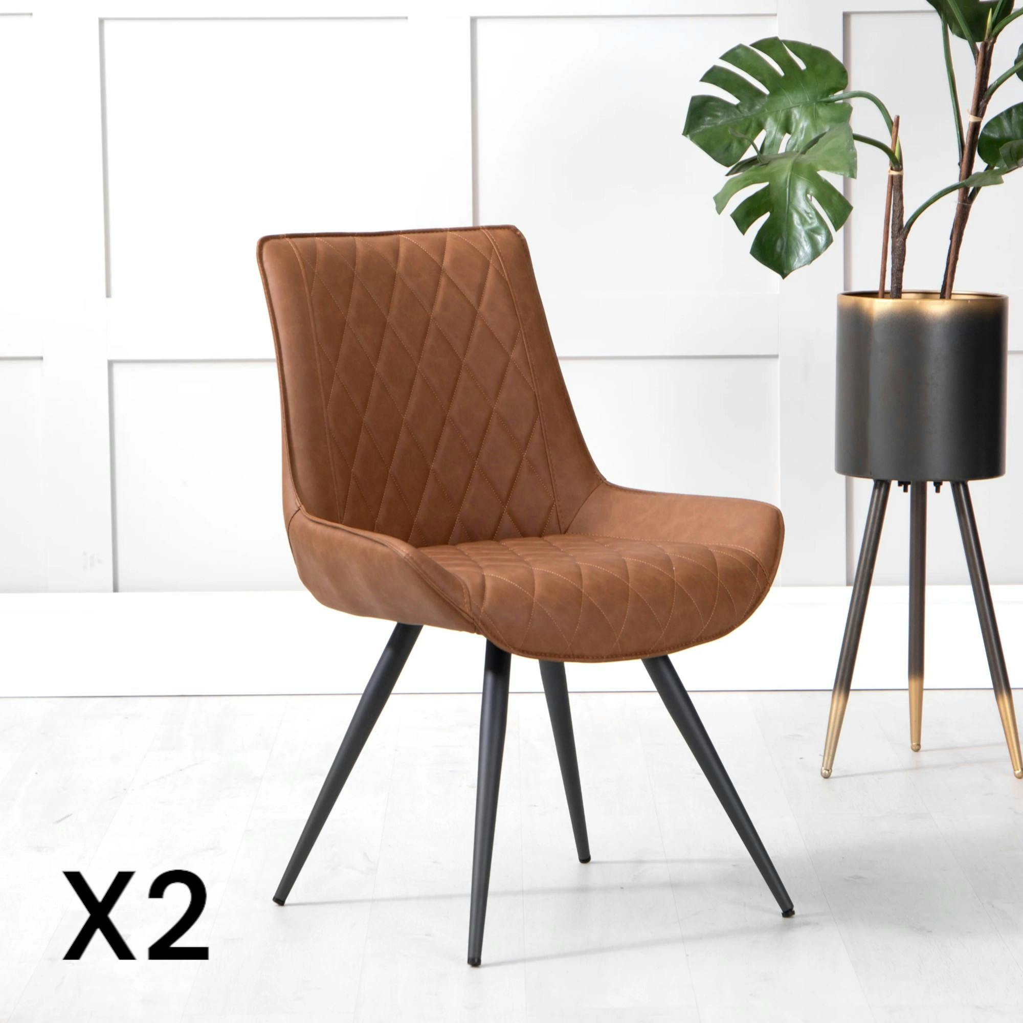 Chaise de table camel rembourrée (lot de 2) PIANA