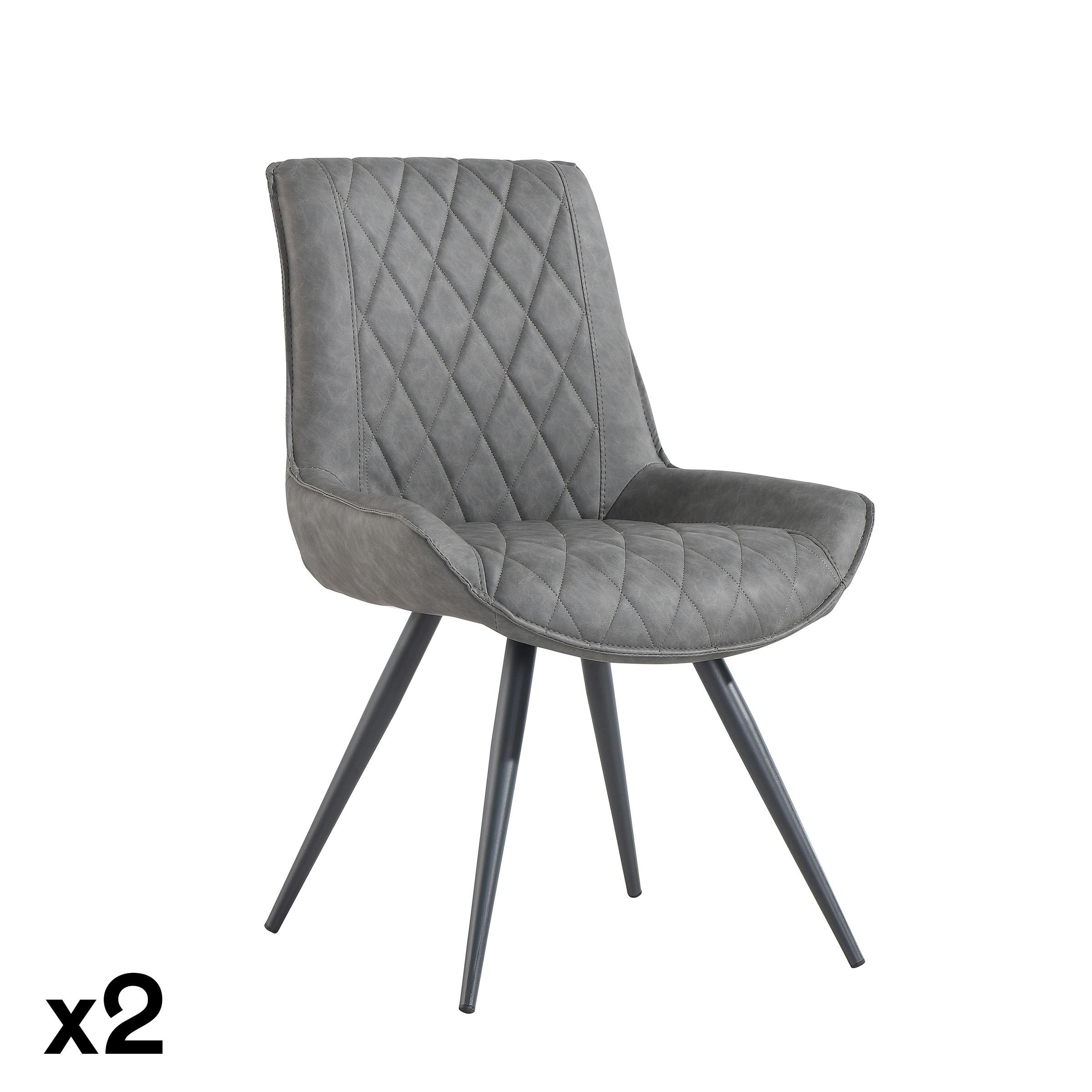 Chaise de table grise rembourrée (lot de 2) PIANA