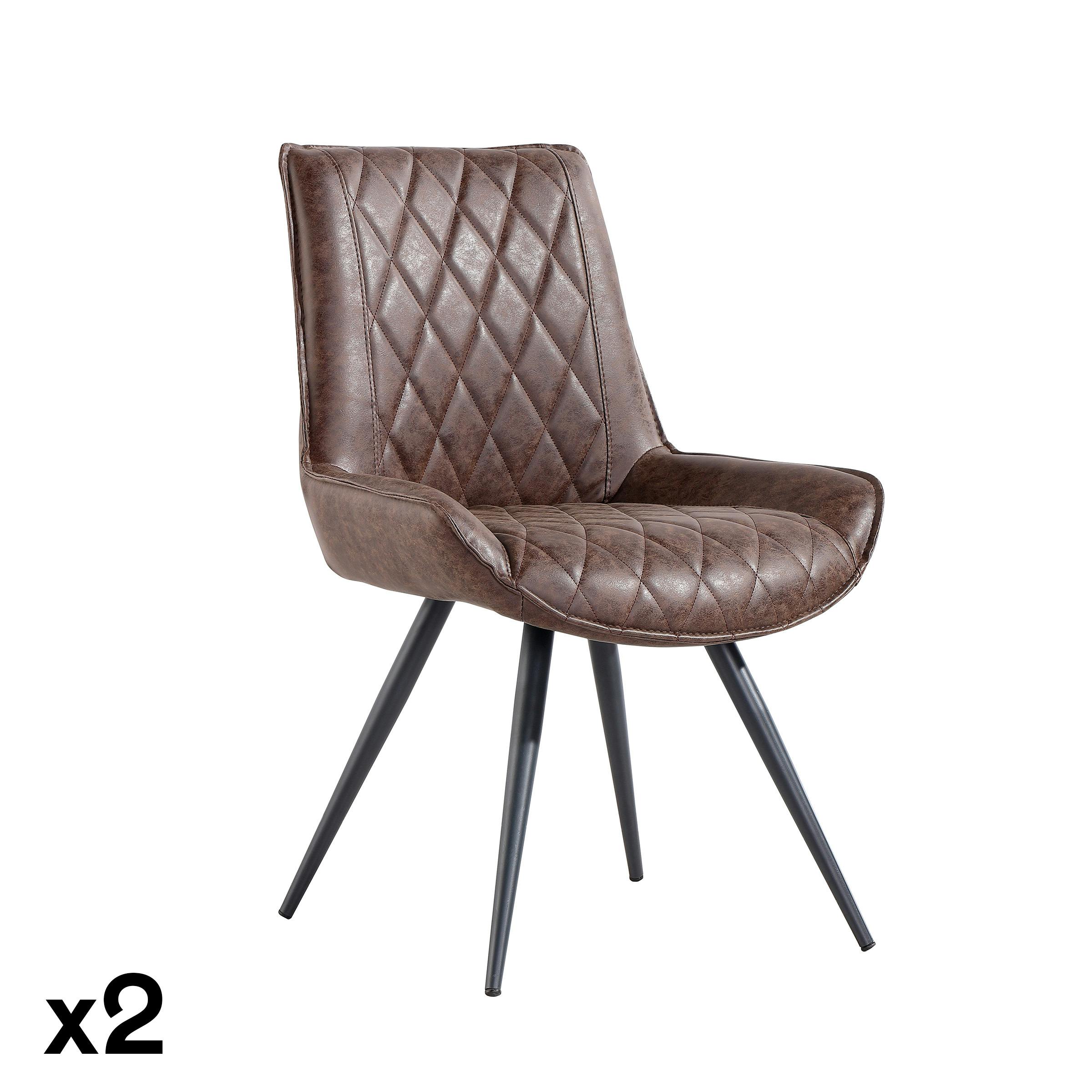Chaise de table marron rembourrée (lot de 2) PIANA