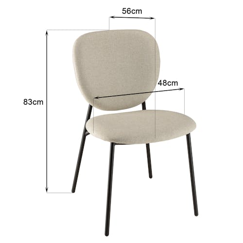 Chaise de table tissu écru (lot de 2) TIM