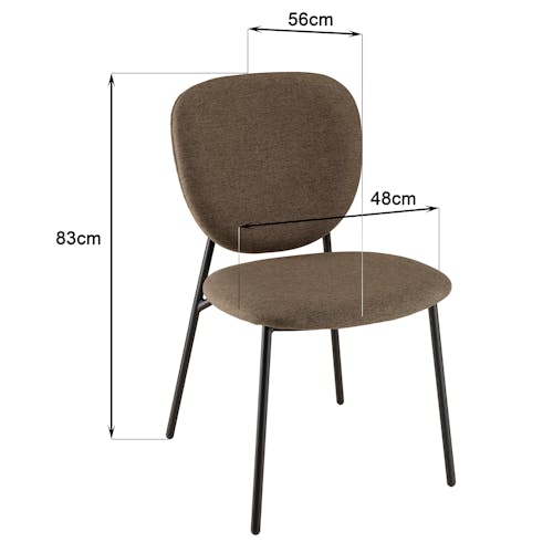 Chaise de table tissu marron (lot de 2) TIM
