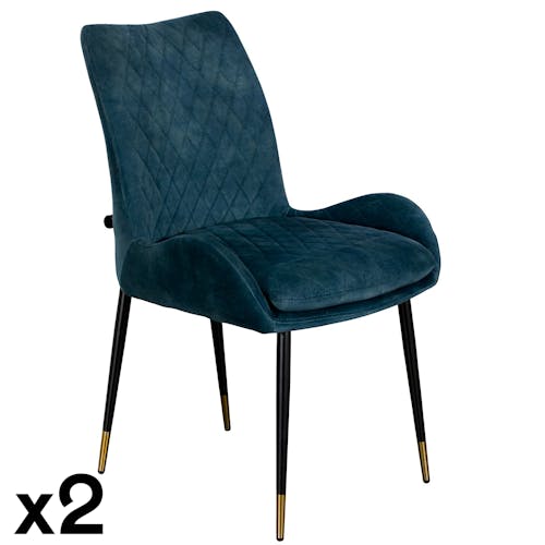 Chaise de table velours bleu lagon (lot de 2) QUEENSTOWN