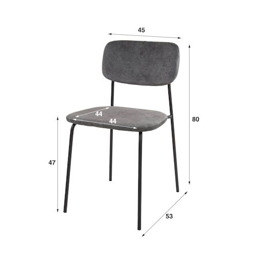 Chaise d'écolier en velours gris (lot de 2) MELBOURNE