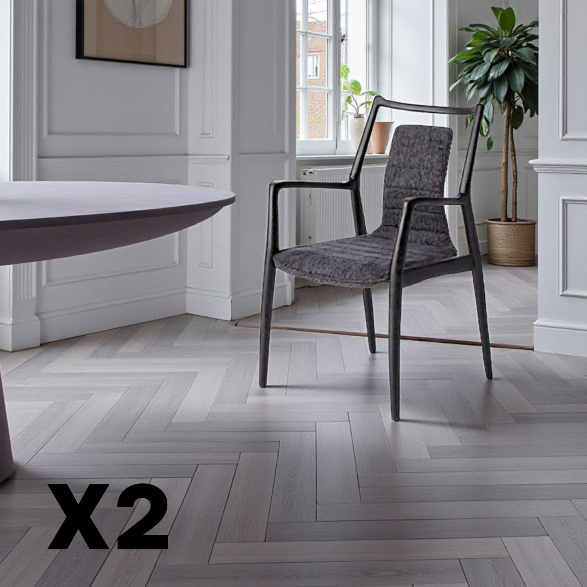 Chaise design anthracite à structure noire (lot de 2) ALDER