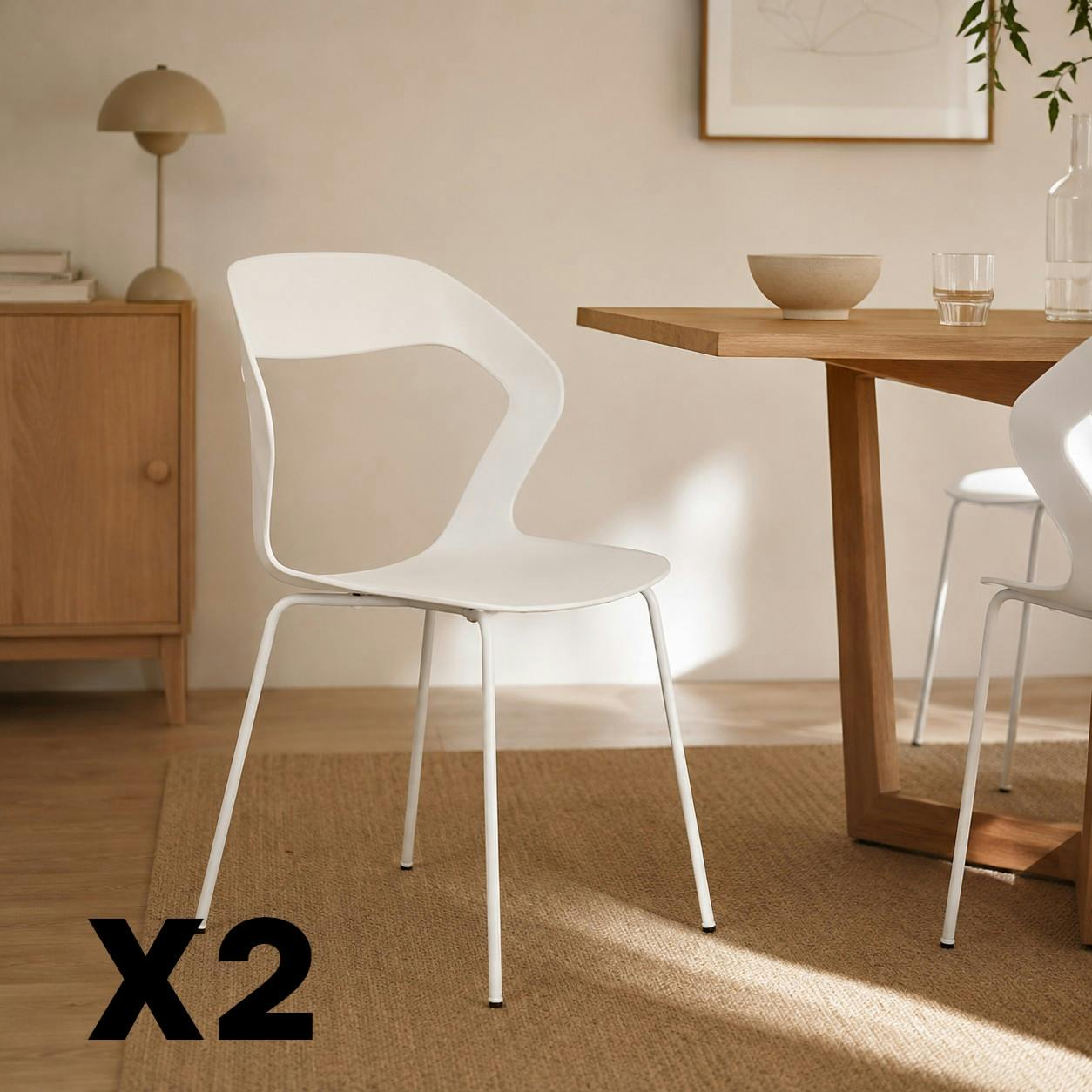 Chaise design blanche en polypropylène (lot de 2) ALBA