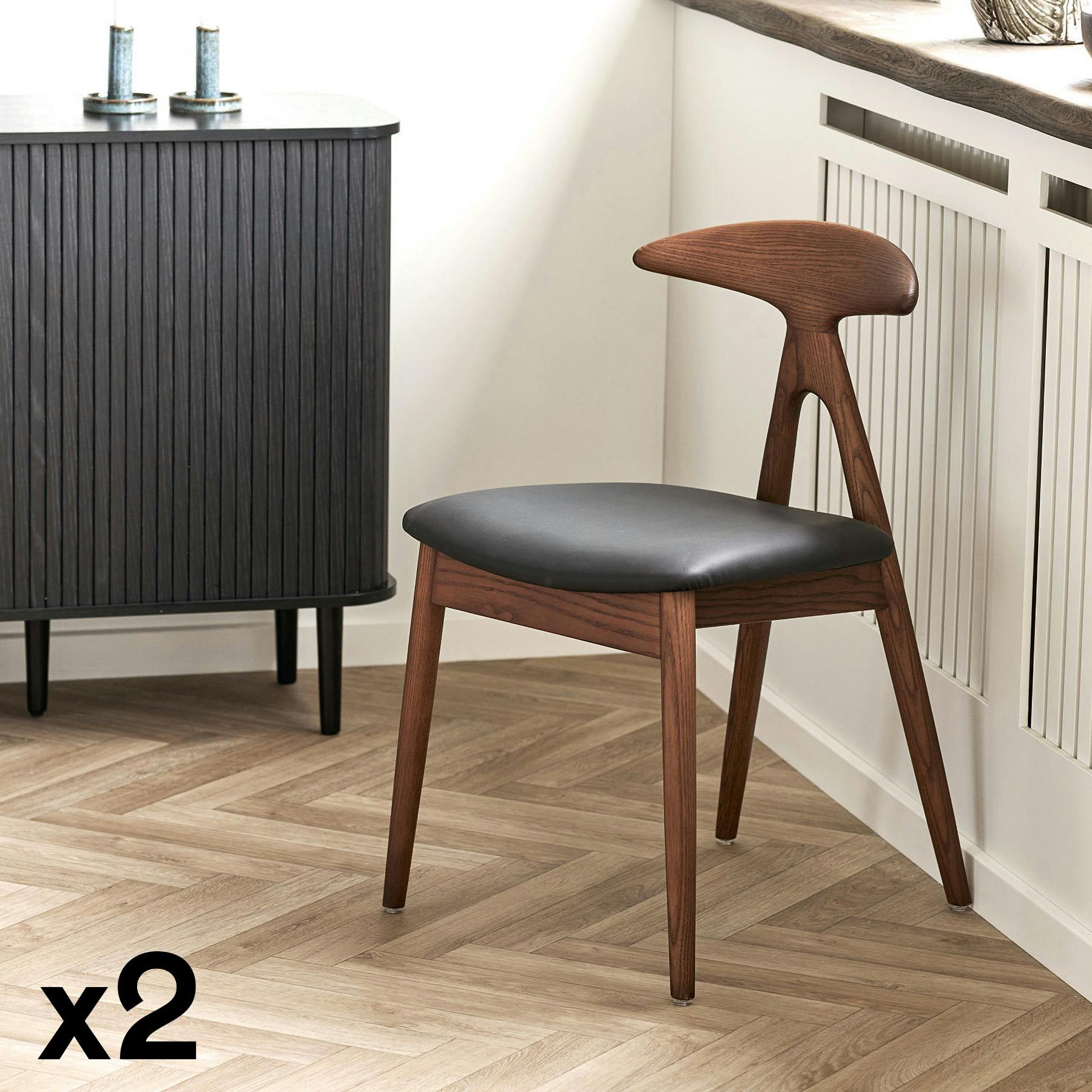 Chaise design en bois foncé (lot de 2) ESCARRILLA