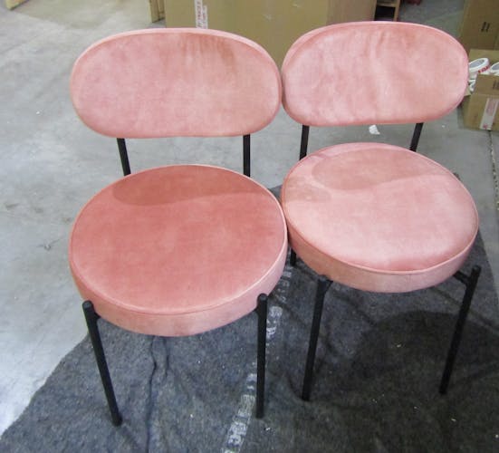 Chaise design en velours rose pâle FLORENCE (lot 2)