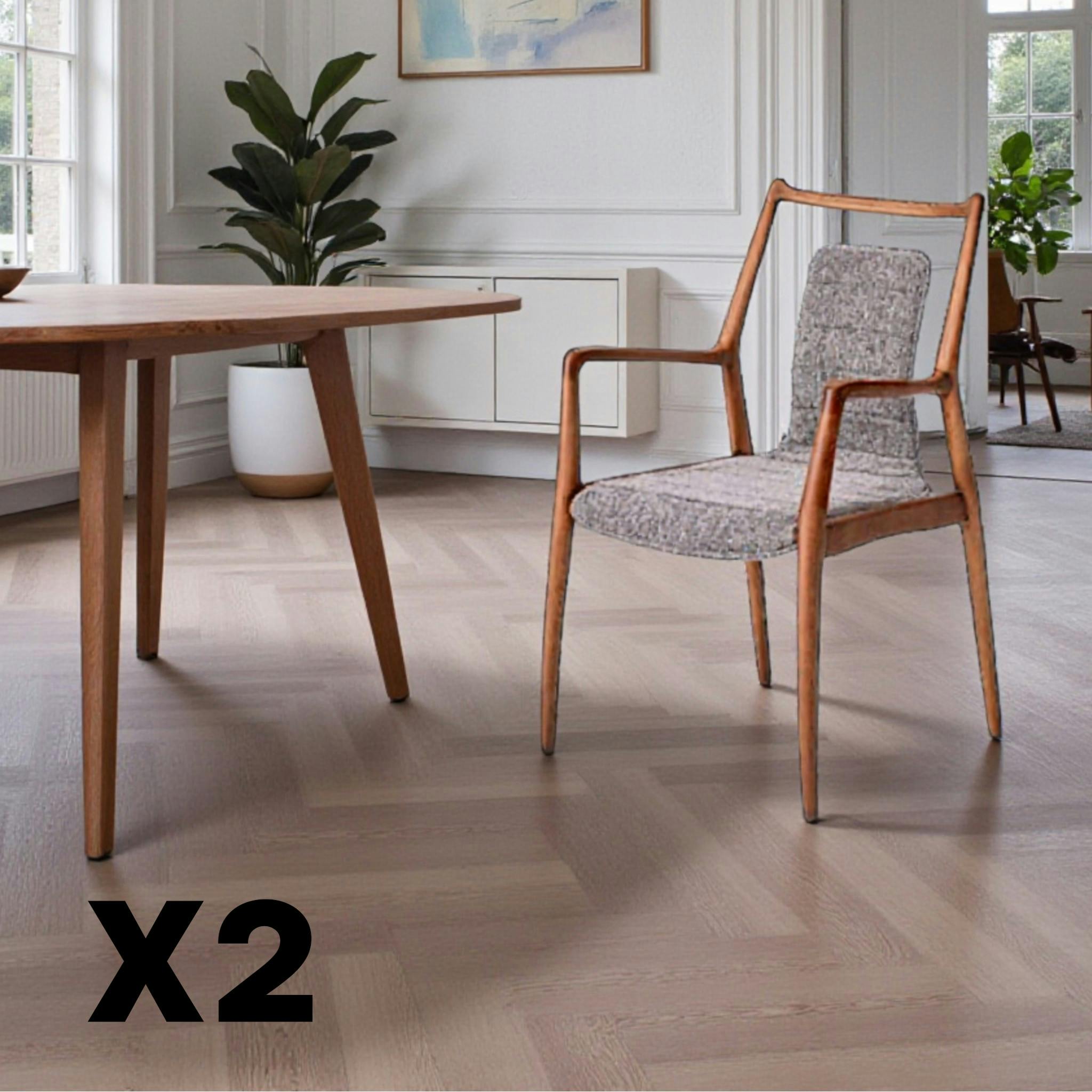 Chaise design grise à structure marron (lot de 2) ALDER