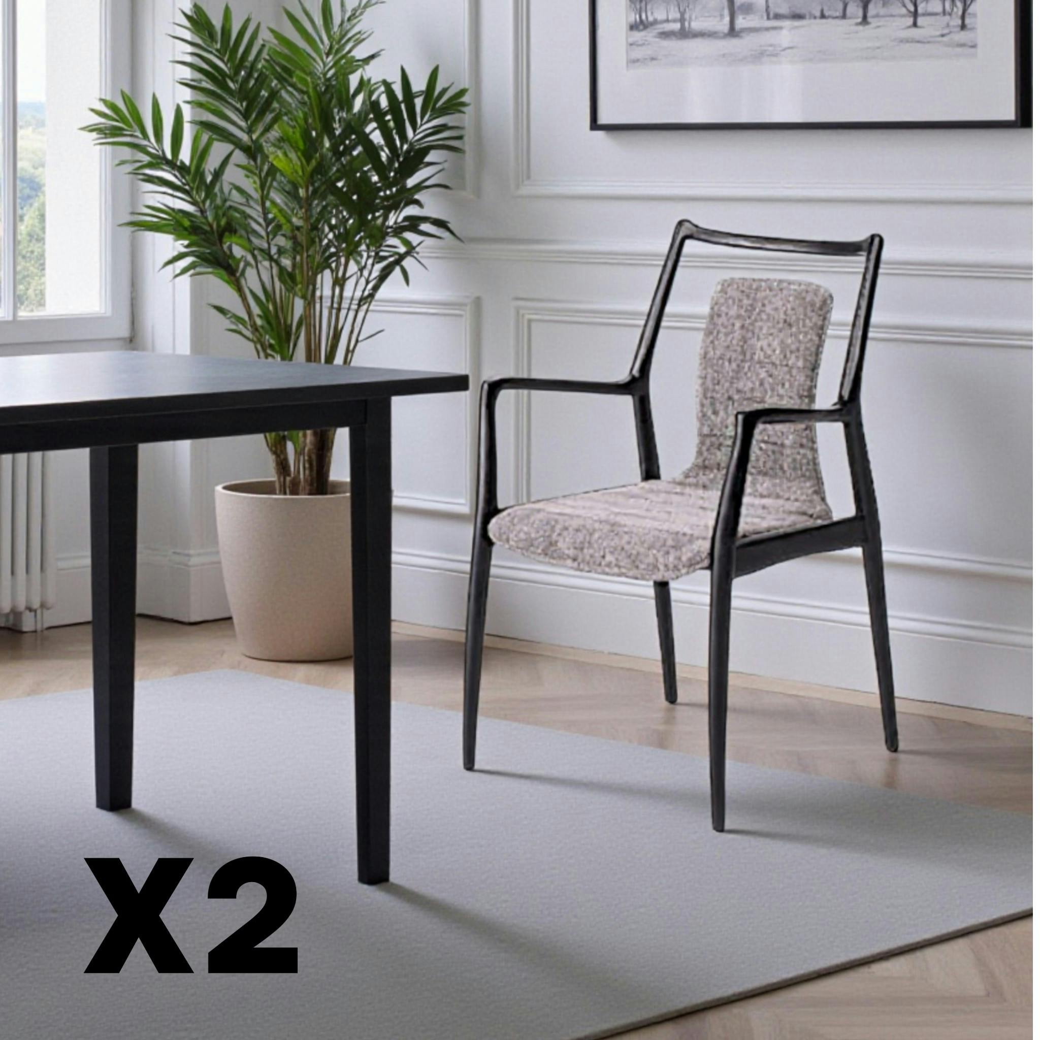 Chaise design grise à structure noire (lot de 2) ALDER