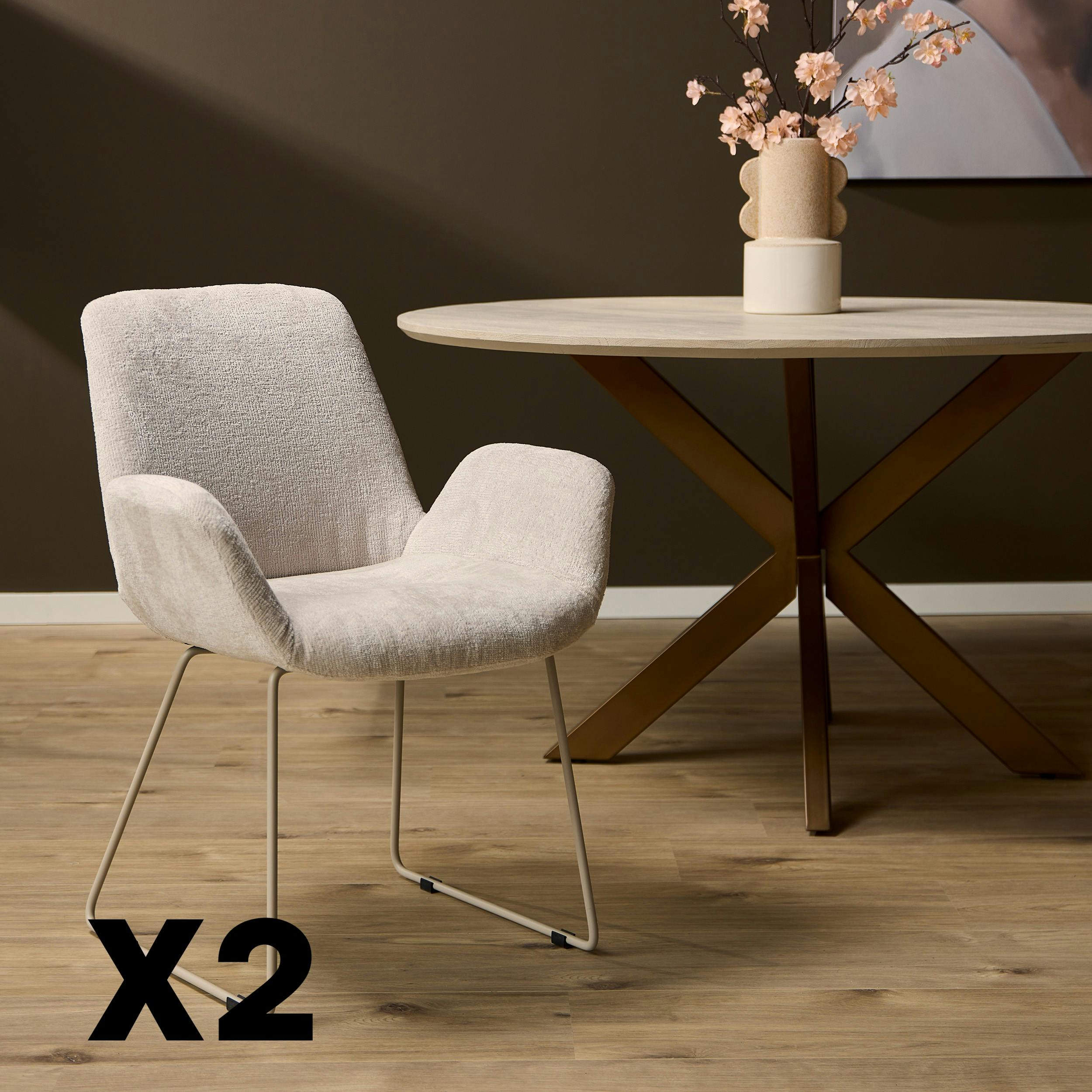 Chaise design sable à assise galbée (lot de 2) CORTINA