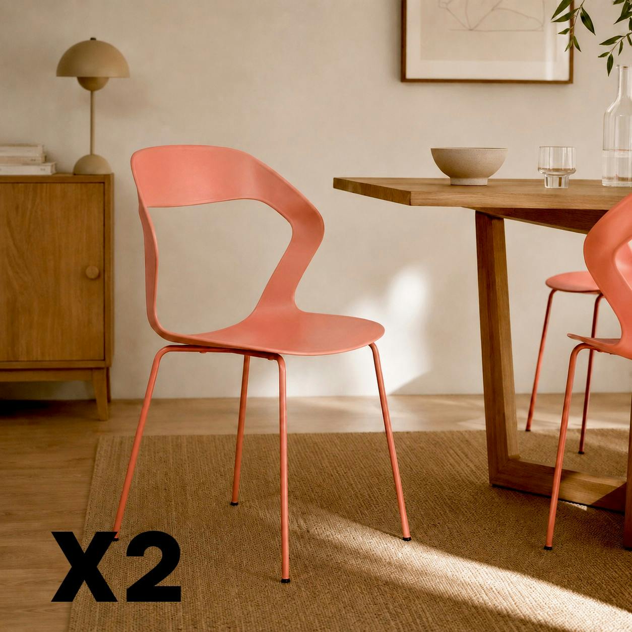 Chaise design terracotta en polypropylène (lot de 2) ALBA
