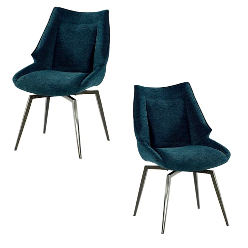 Chaise design tissu microfibre bleu (lot de 2) IENA