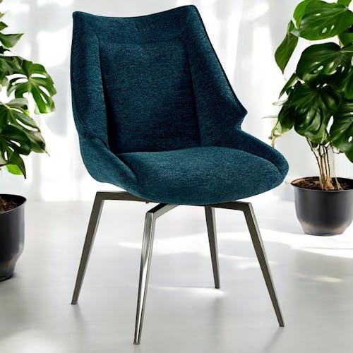 Chaise design tissu microfibre bleu (lot de 2) IENA