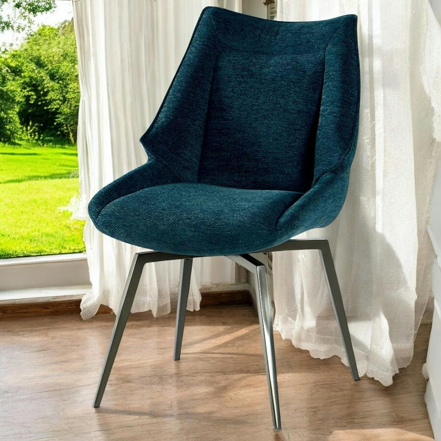 Chaise design tissu microfibre bleu (lot de 2) IENA