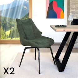Chaise design tissu microfibre kaki (lot de 2) IENA