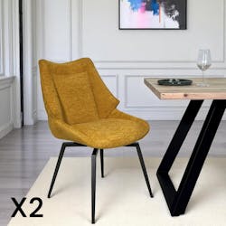 Chaise design tissu microfibre moutarde (lot de 2) IENA