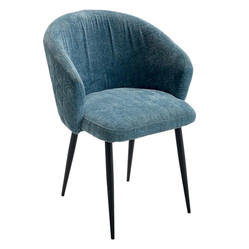 Chaise dossier rond tissu bleu (lot de 2) IENA