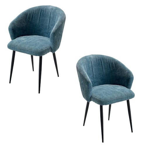 Chaise dossier rond tissu bleu (lot de 2) IENA