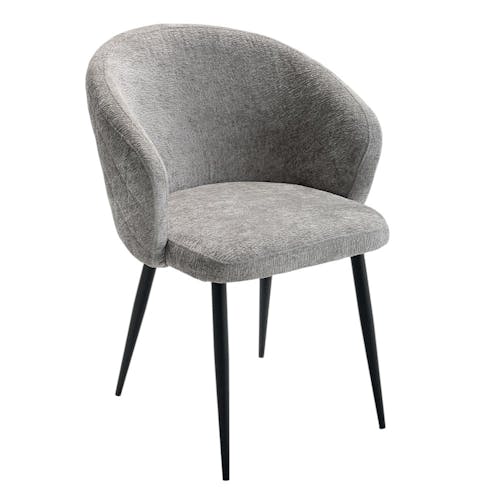 Chaise dossier rond tissu gris (lot de 2) IENA