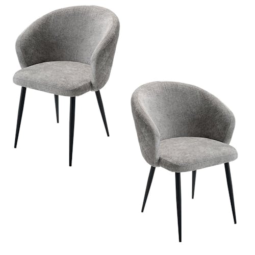 Chaise dossier rond tissu gris (lot de 2) IENA