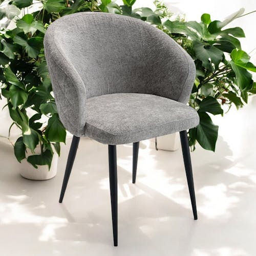 Chaise dossier rond tissu gris (lot de 2) IENA