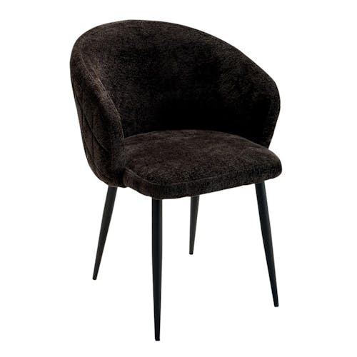 Chaise dossier rond tissu noir (lot de 2) IENA