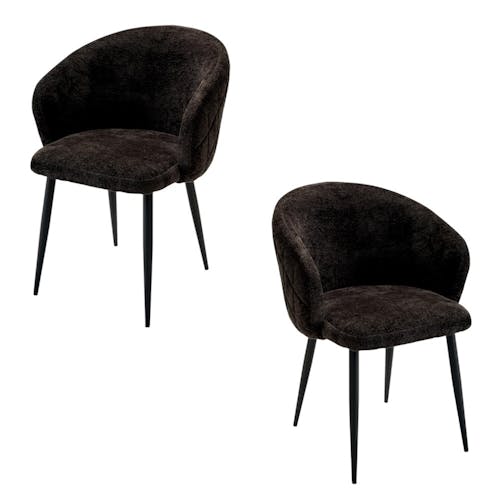 Chaise dossier rond tissu noir (lot de 2) IENA