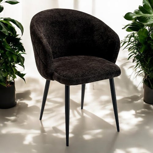 Chaise dossier rond tissu noir (lot de 2) IENA