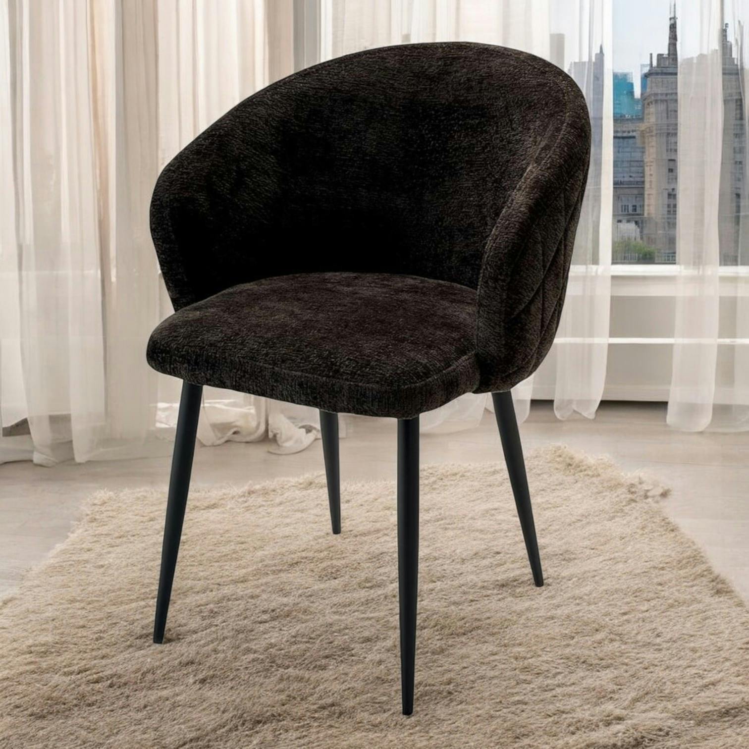 Chaise dossier rond tissu noir (lot de 2) IENA