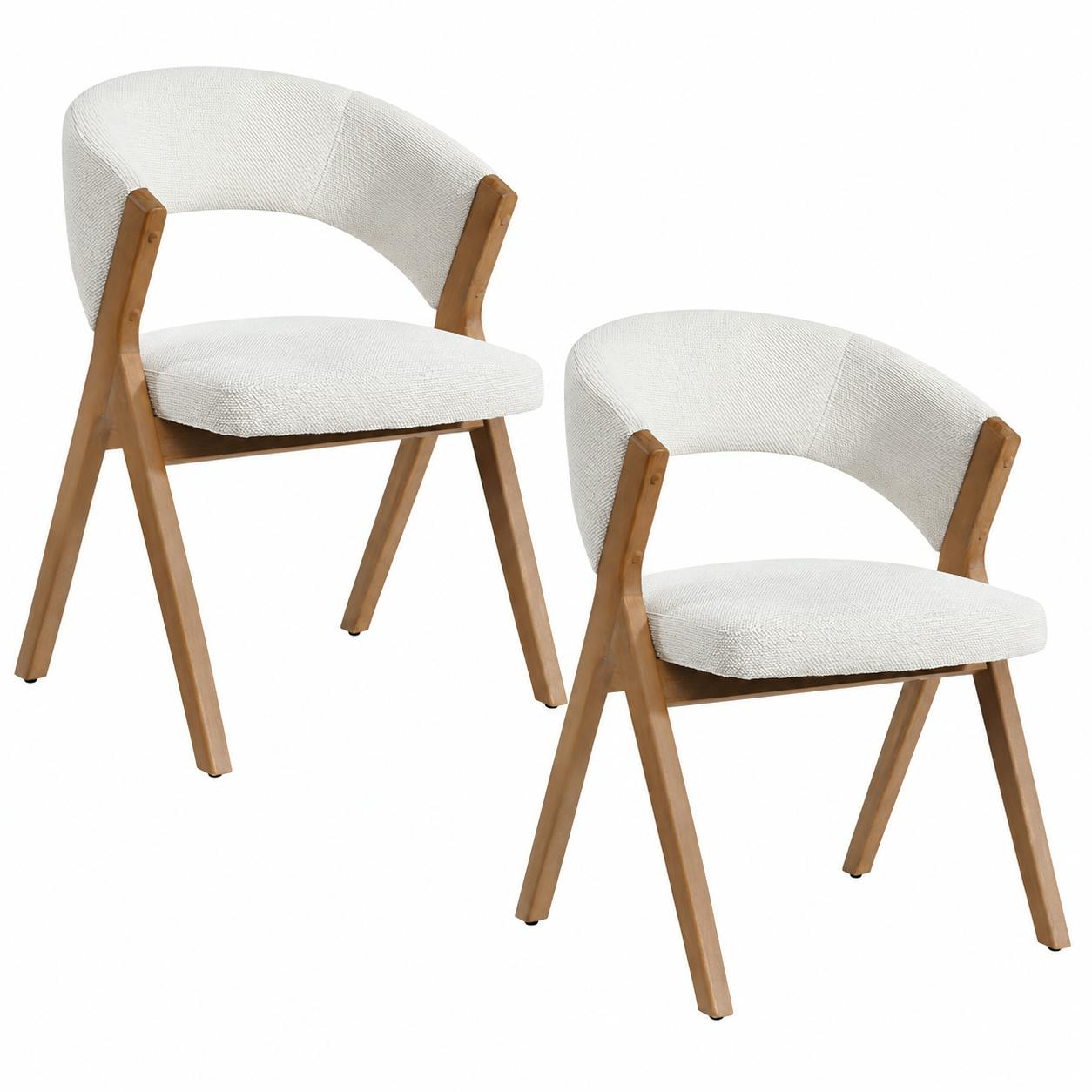 Chaise écrue bois et tissu, forme ronde (lot de 2) AGADE