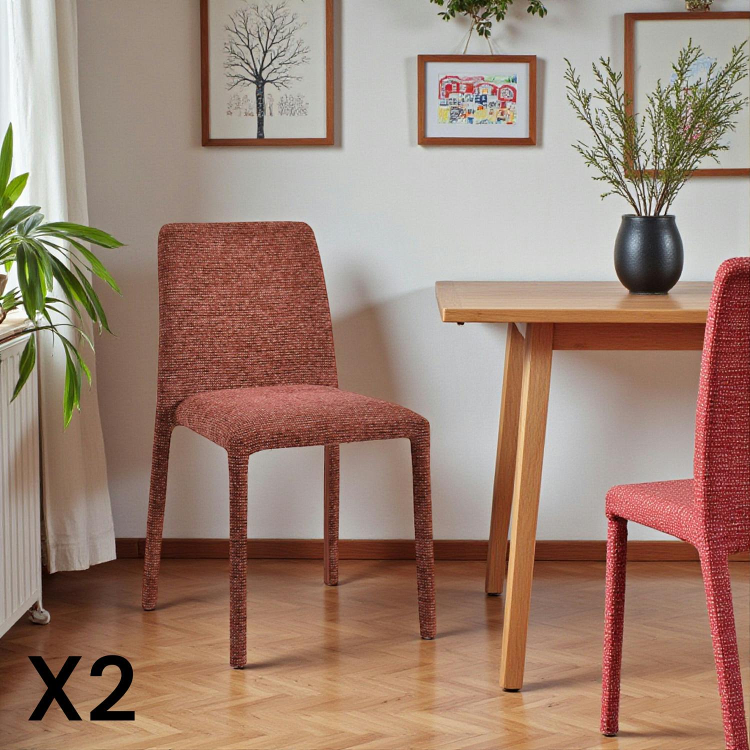 Chaise empilable bordeaux en tissu (lot de 2) ESSEN
