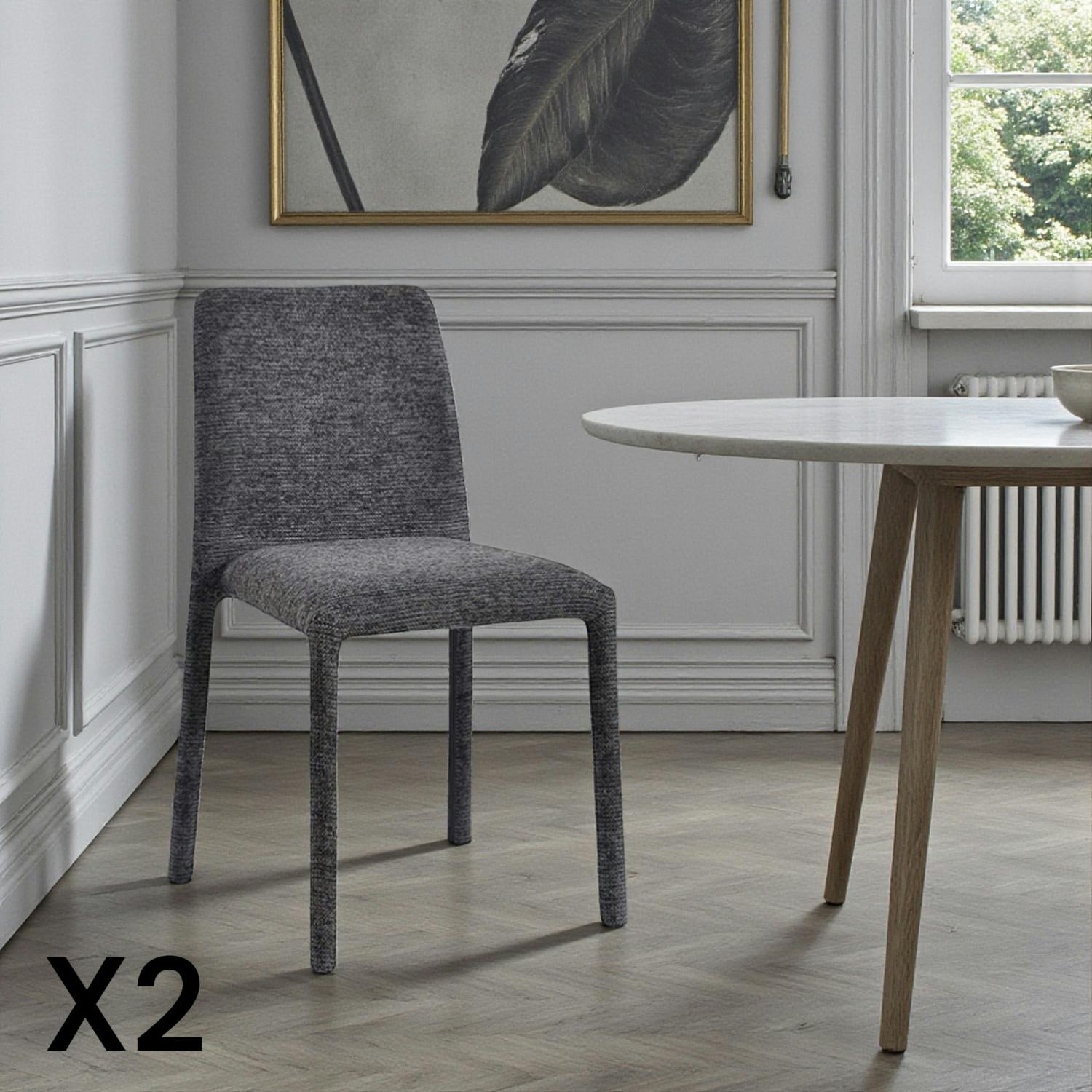 Chaise empilable grise en tissu (lot de 2) ESSEN