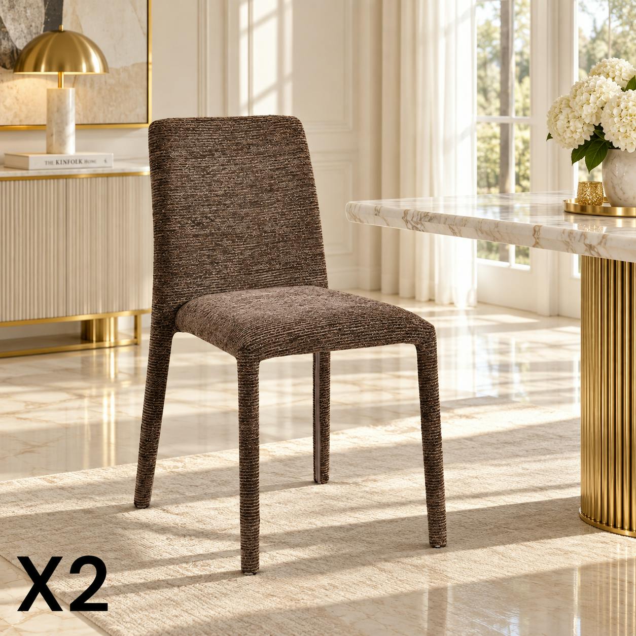 Chaise empilable marron en tissu (lot de 2) ESSEN