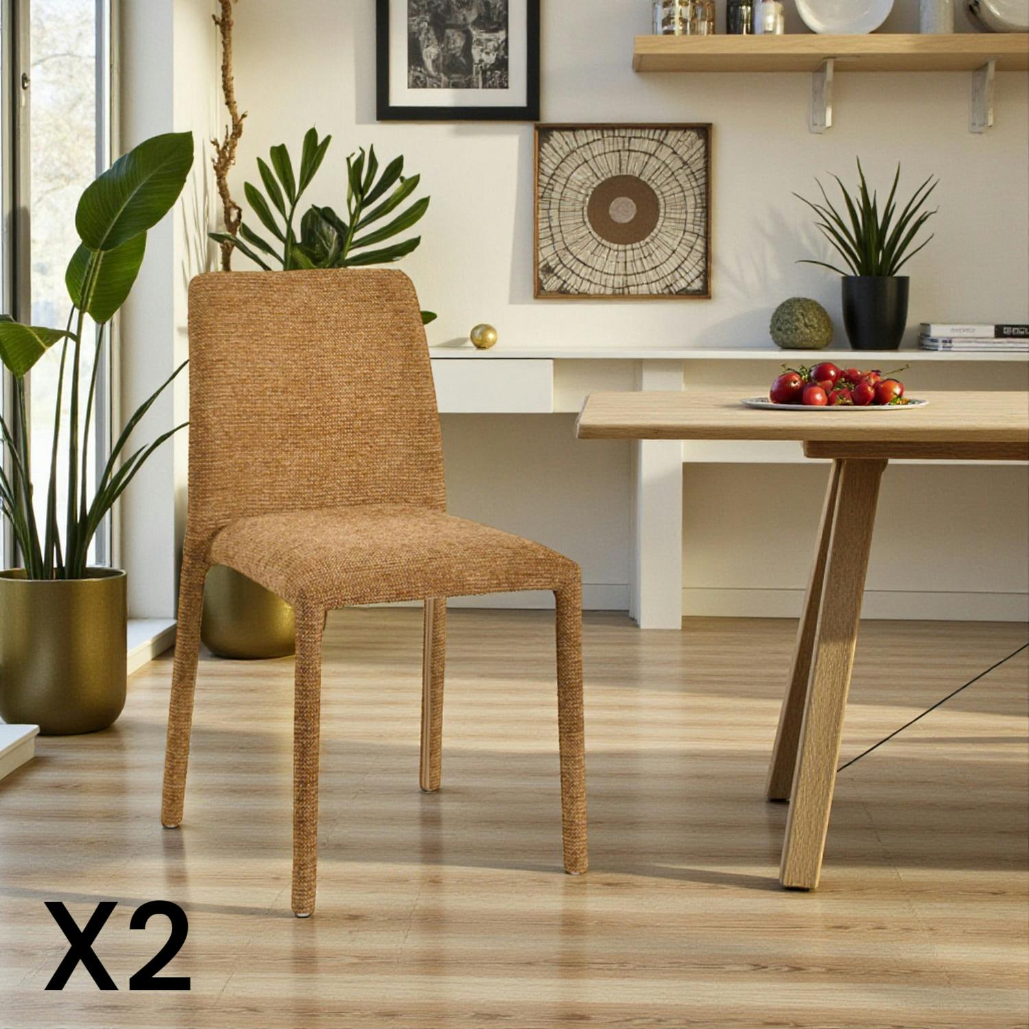 Chaise empilable moutarde en tissu (lot de 2) ESSEN